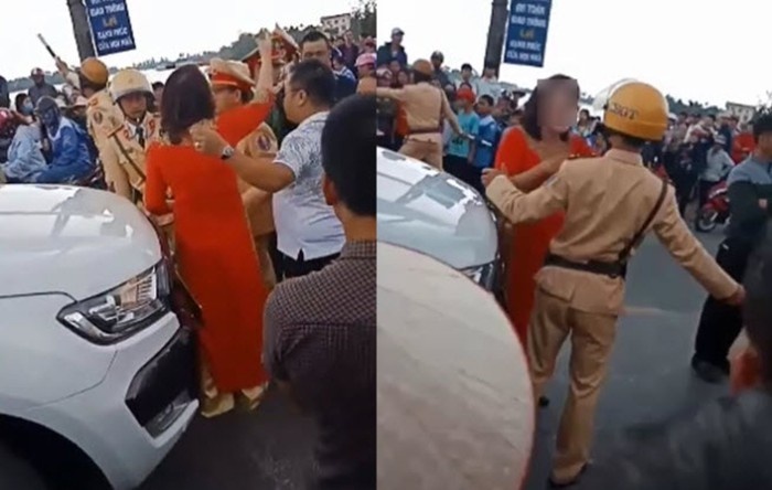 Lap ho so xu ly phap luat, me chu re dan mat CSGT o Hai Phong hinh anh