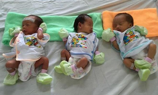 San phu o Thua Thien Hue sinh ba con deu nang gan 2 kg hinh anh