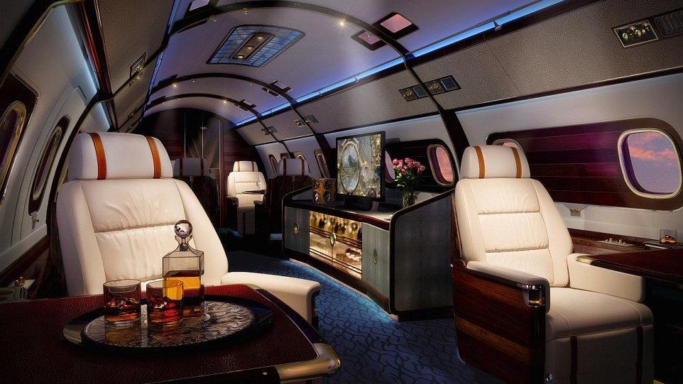 Ben trong chiec may bay tu nhan chi gioi sieu giau moi di noi hinh anh