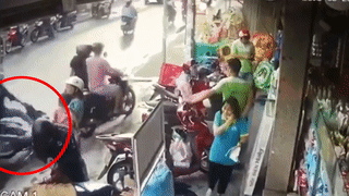 Chay vao gio cam, xe ben can chet co gai hinh anh