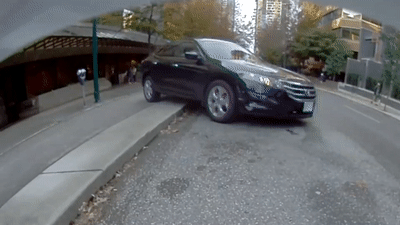 Tai xe dap nham chan ga, oto lui het toc do roi lat ngua hinh anh