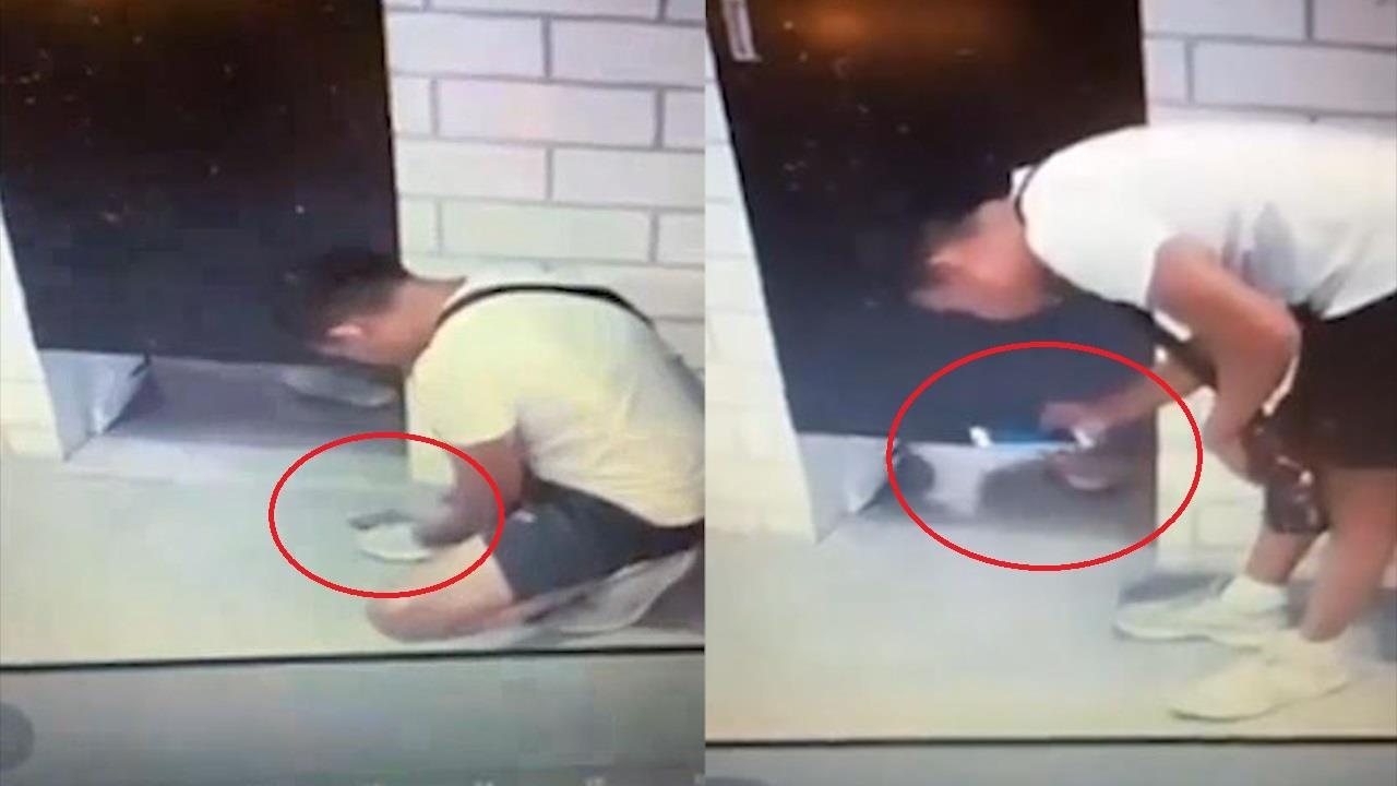 Nguoi dan ong quay len co gai trong phong thu do hinh anh