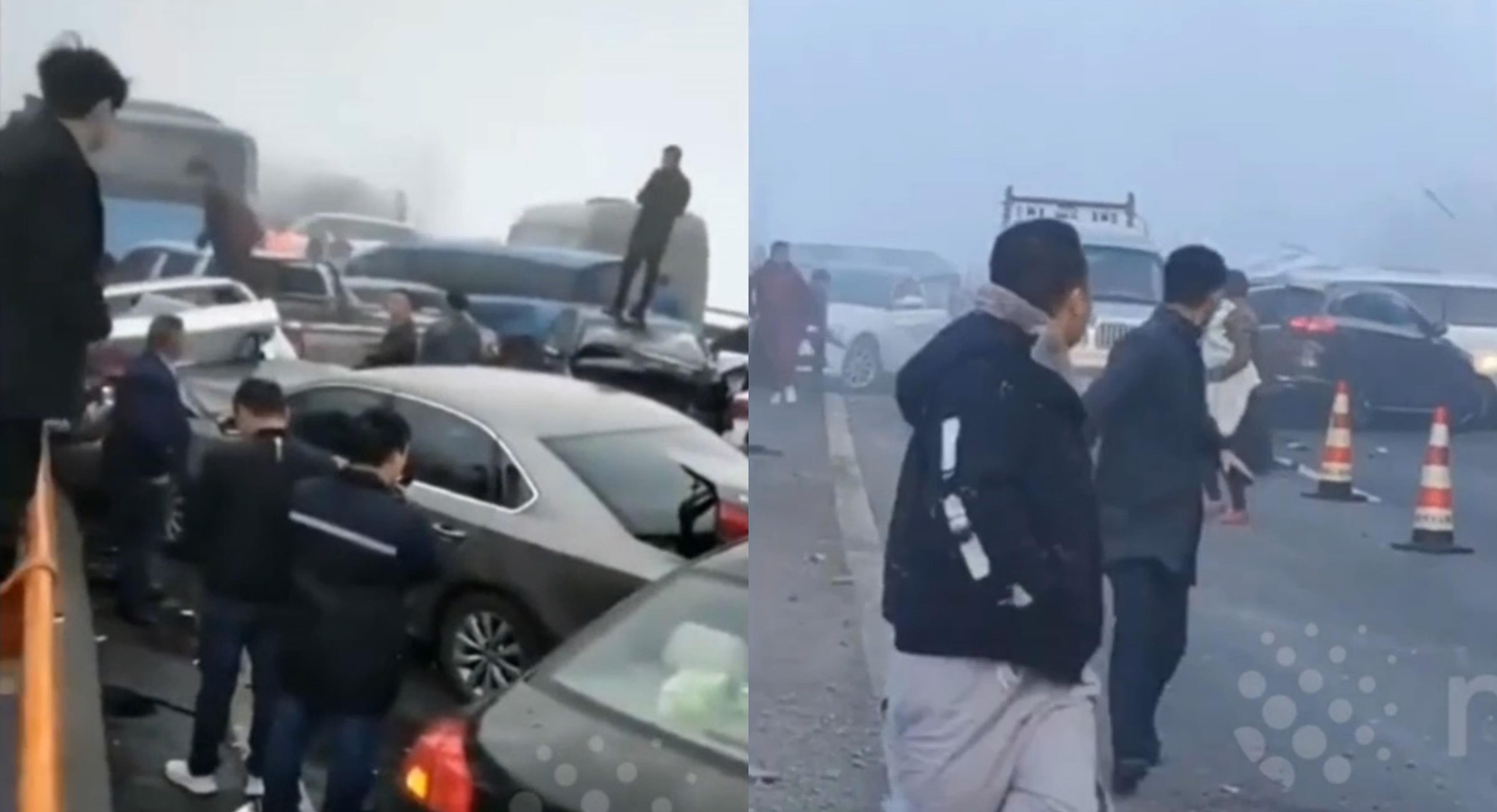 37 oto bi tai nan lien hoan tren cao toc o Trung Quoc hinh anh