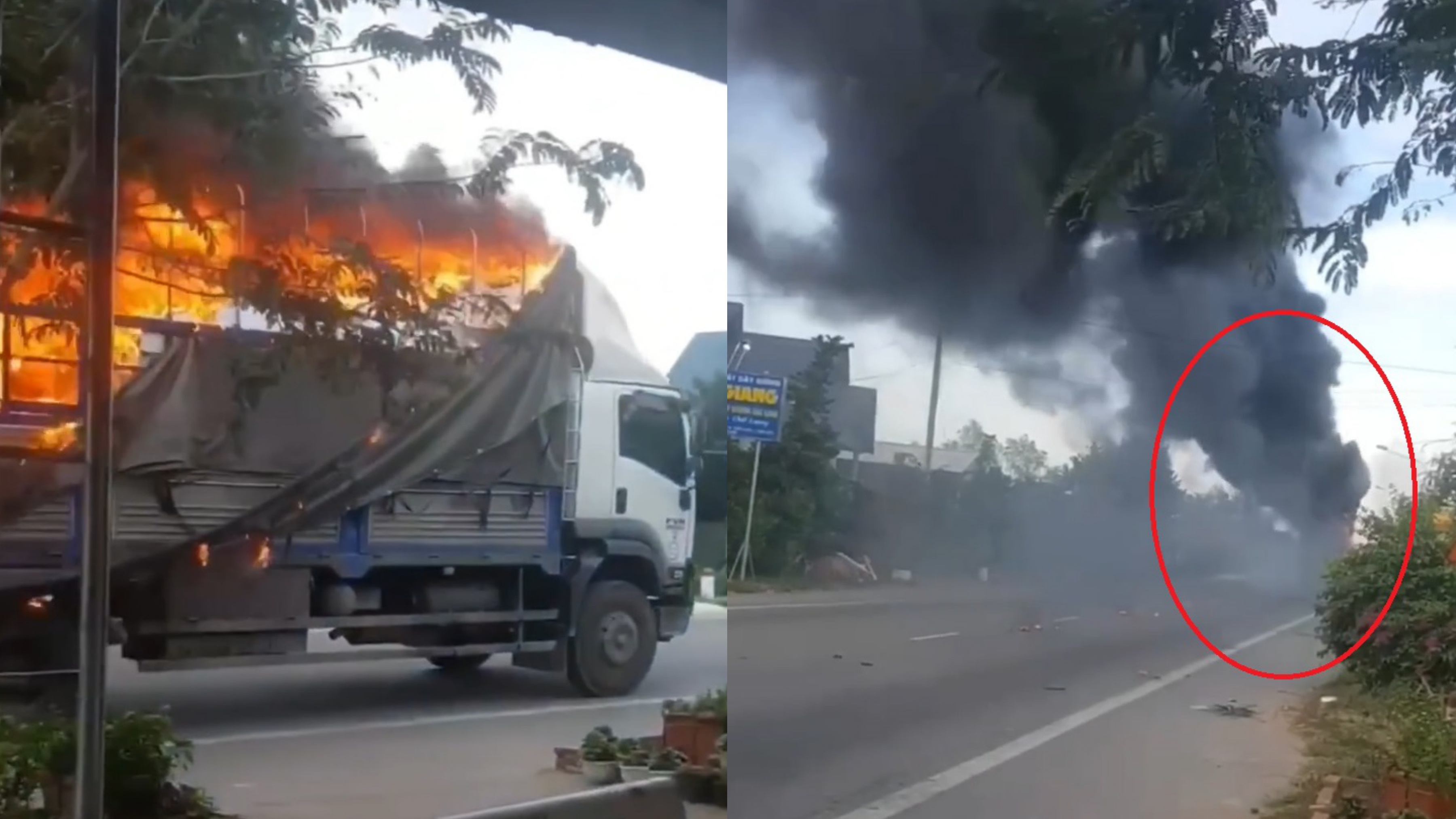 Tai xe lai xe tai dang boc chay ngun ngut tim noi dap lua hinh anh