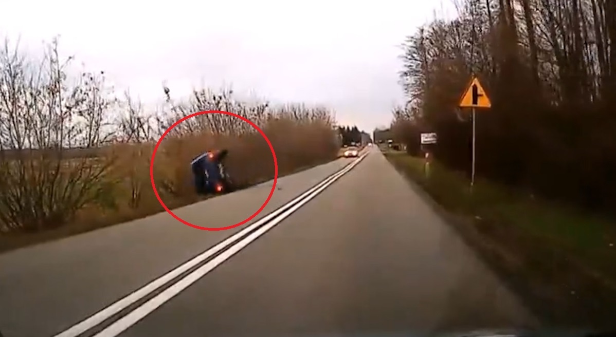 Oto lat ngang vi dam trung con nai bang qua duong hinh anh