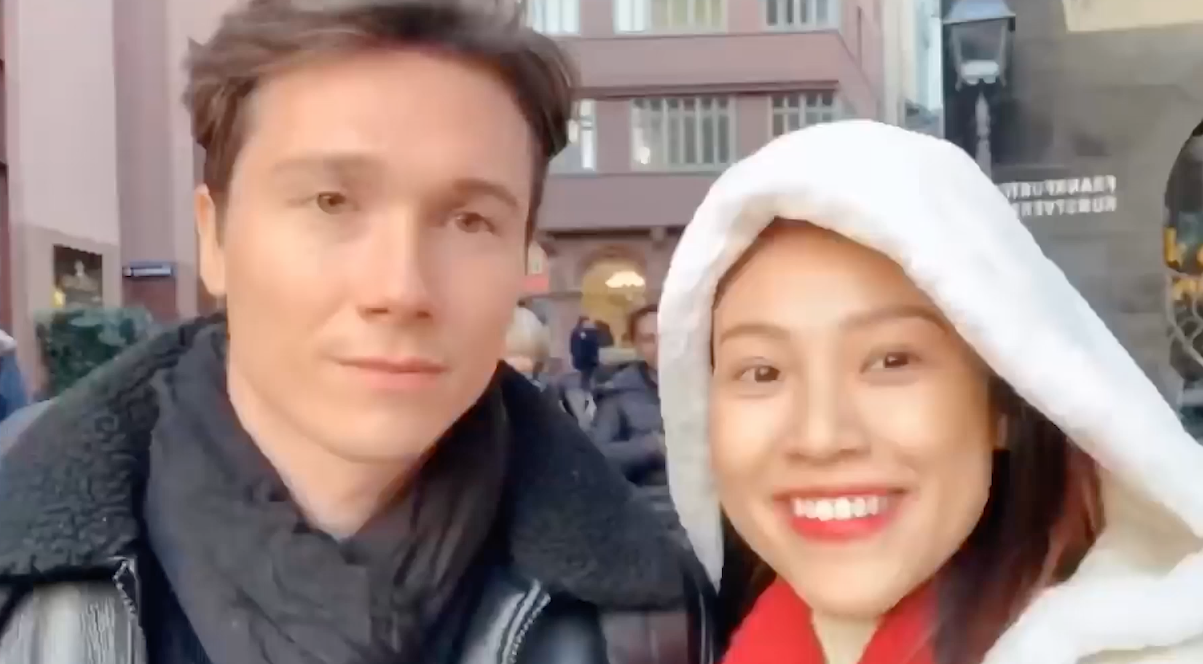 Hoang Oanh va chong huong tuan trang mat o chau Au hinh anh