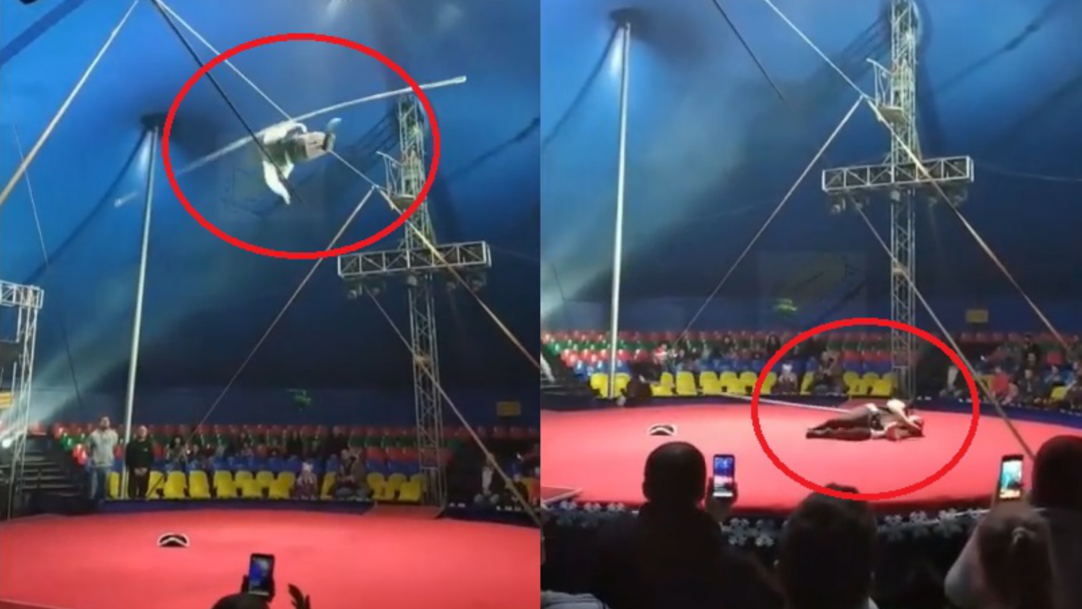 Nghe si xiec nga tu tren cao xuong dat trong luc bieu dien hinh anh