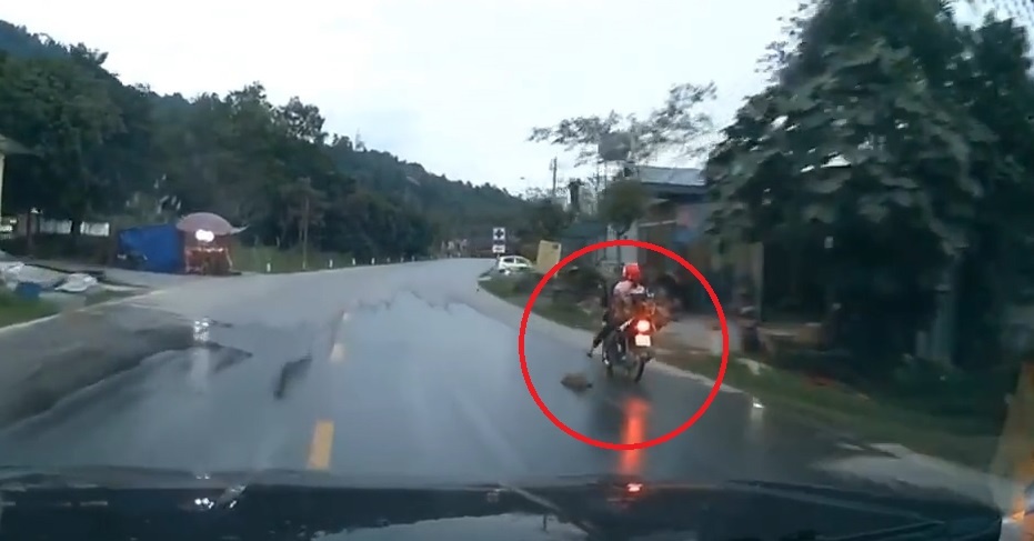 Tai xe suyt bi tai nan khi cho lao ngang qua duong hinh anh