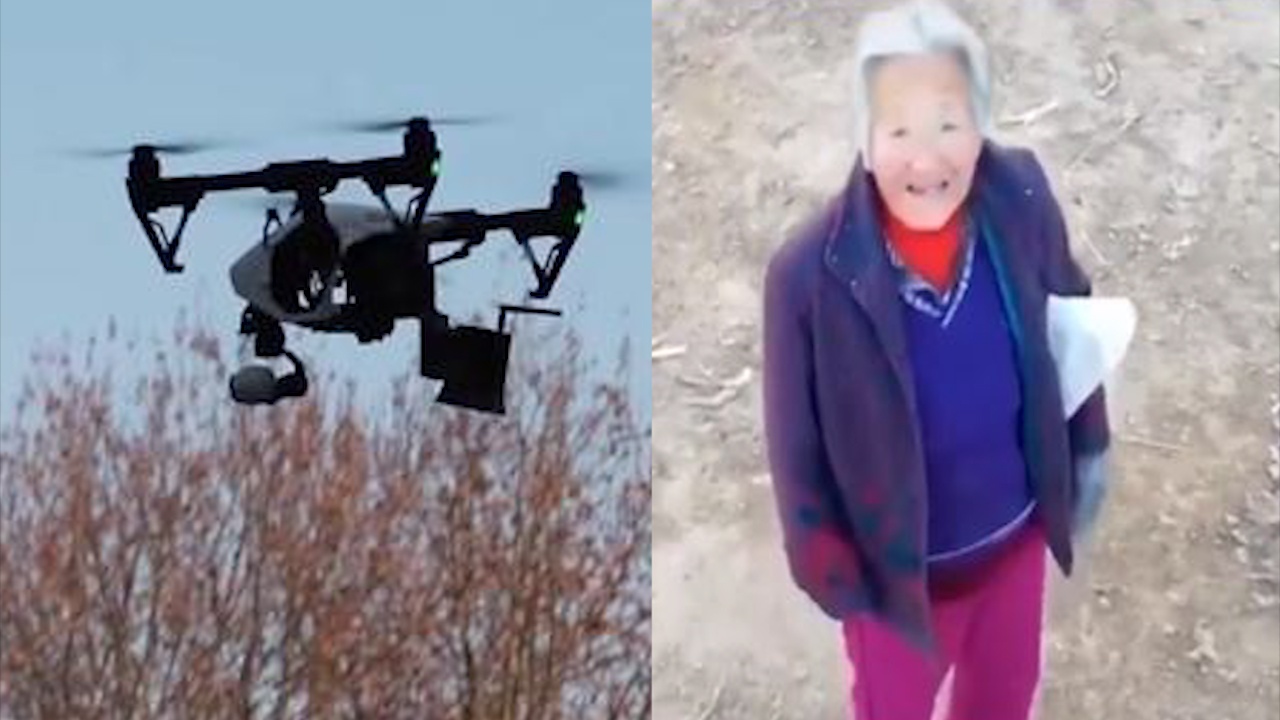 Trung Quoc dung drone nhac nho nguoi dan mang khau trang hinh anh