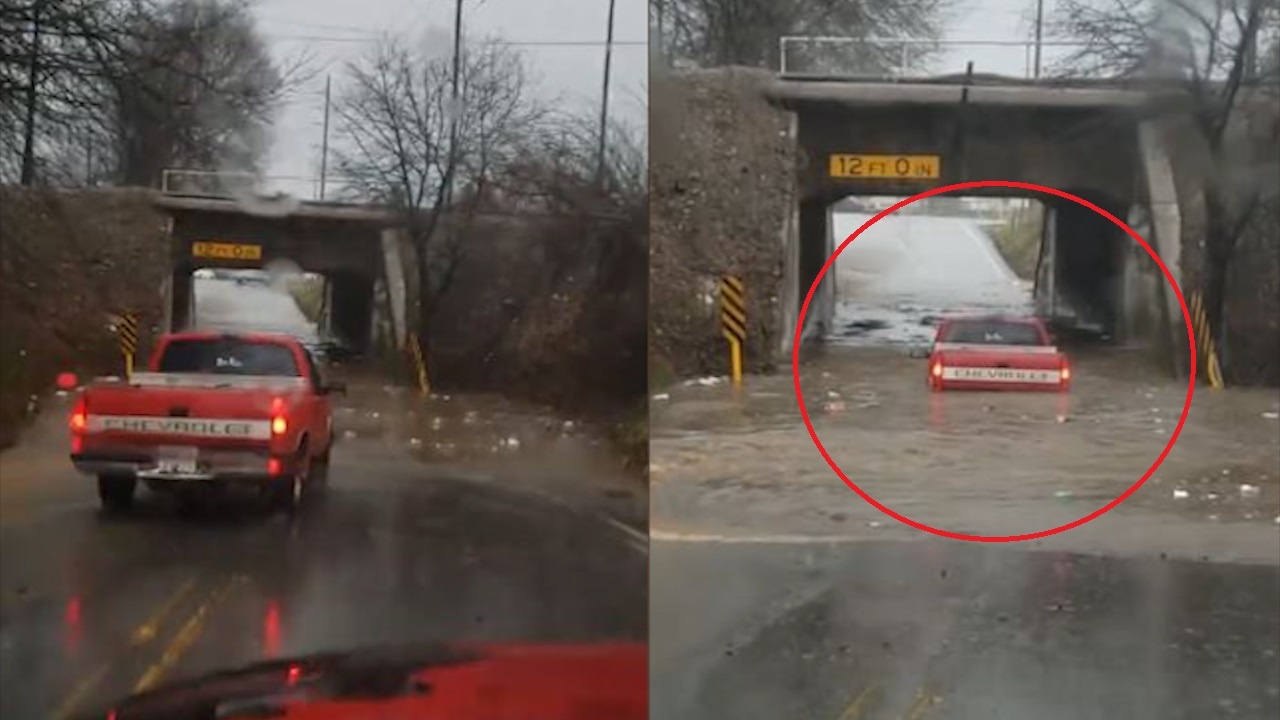 Xe ban tai mac ket, noi lenh benh khi bang qua vung nuoc ngap hinh anh