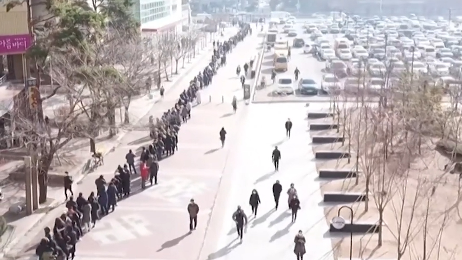 Xep hang dai ca tram met doi mua khau trang o Daegu, Han Quoc hinh anh