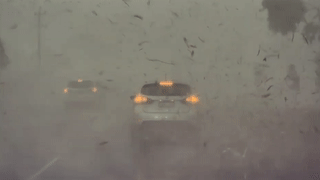 Lai xe khi con bao bat ngo ap den hinh anh