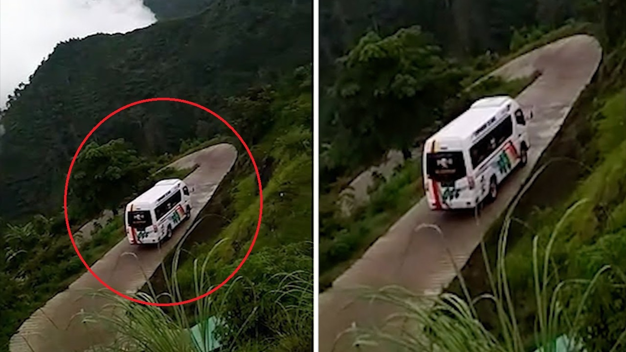 Canh xe khach xuong doc hep hinh anh