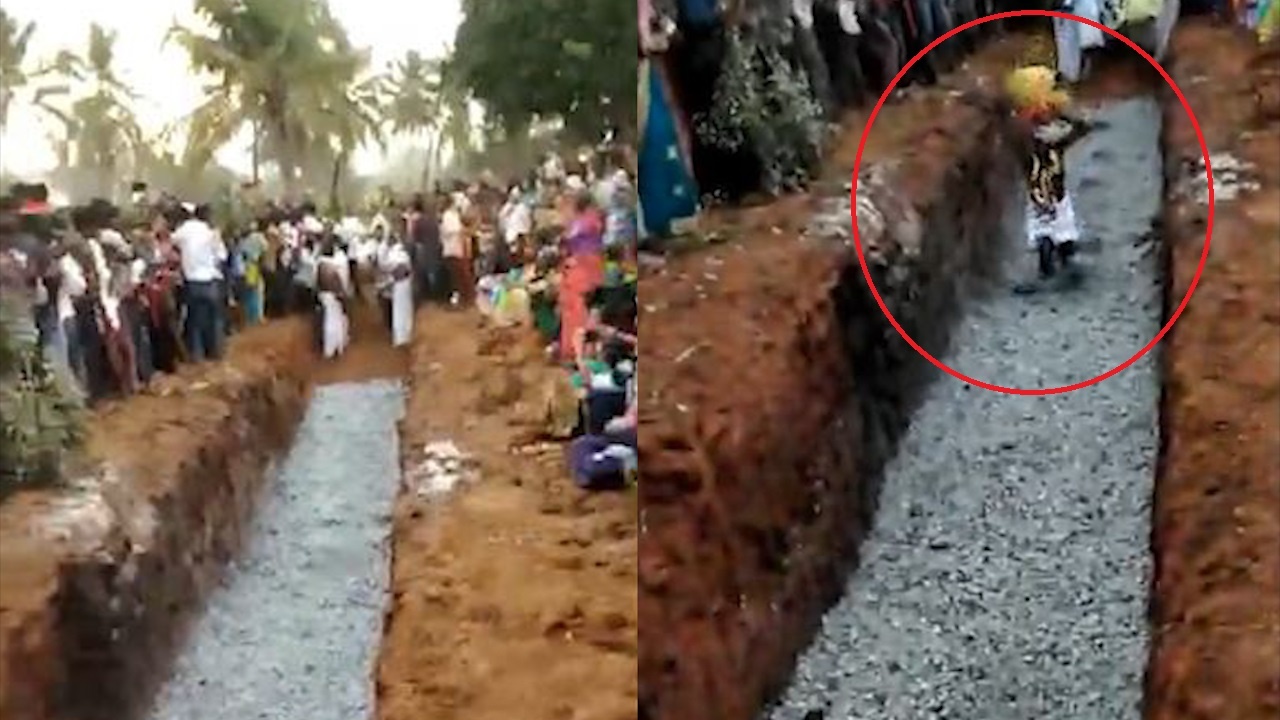 Nguoi dan ong An Do bi truot te khi di tren lop than nong hinh anh