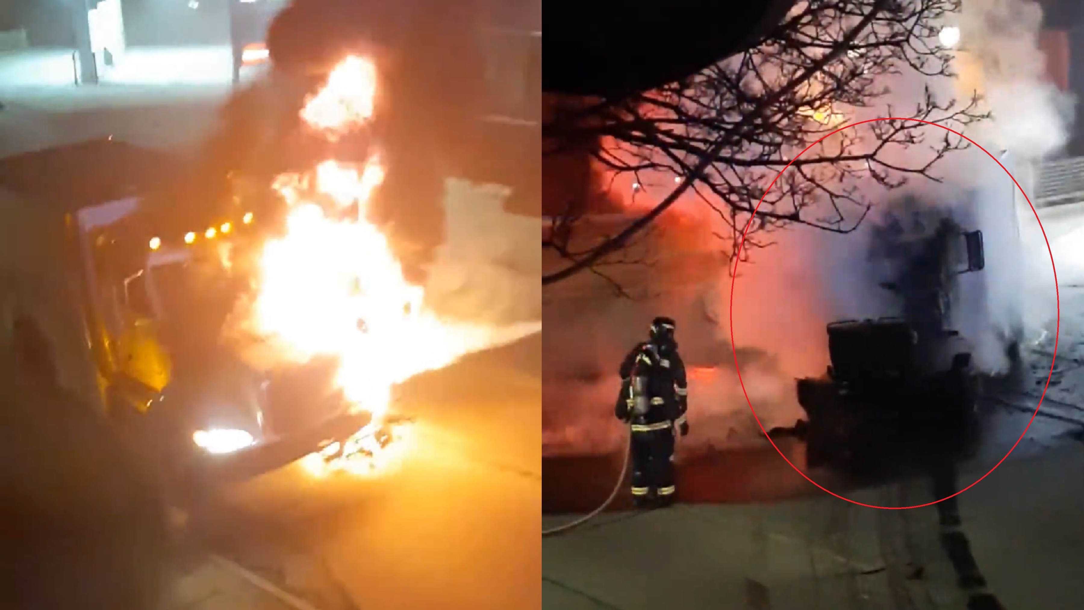 Xe tai cho tien boc chay tren duong hinh anh