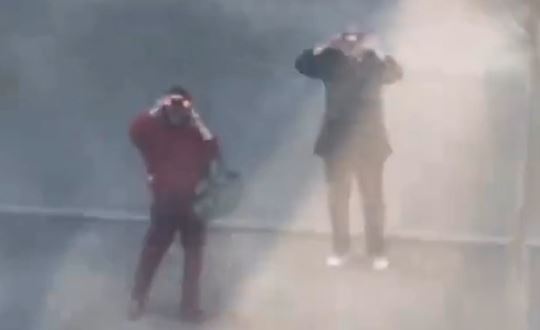 Ong ba quan sat chau gai cach ly tu xa bang ong nhom hinh anh