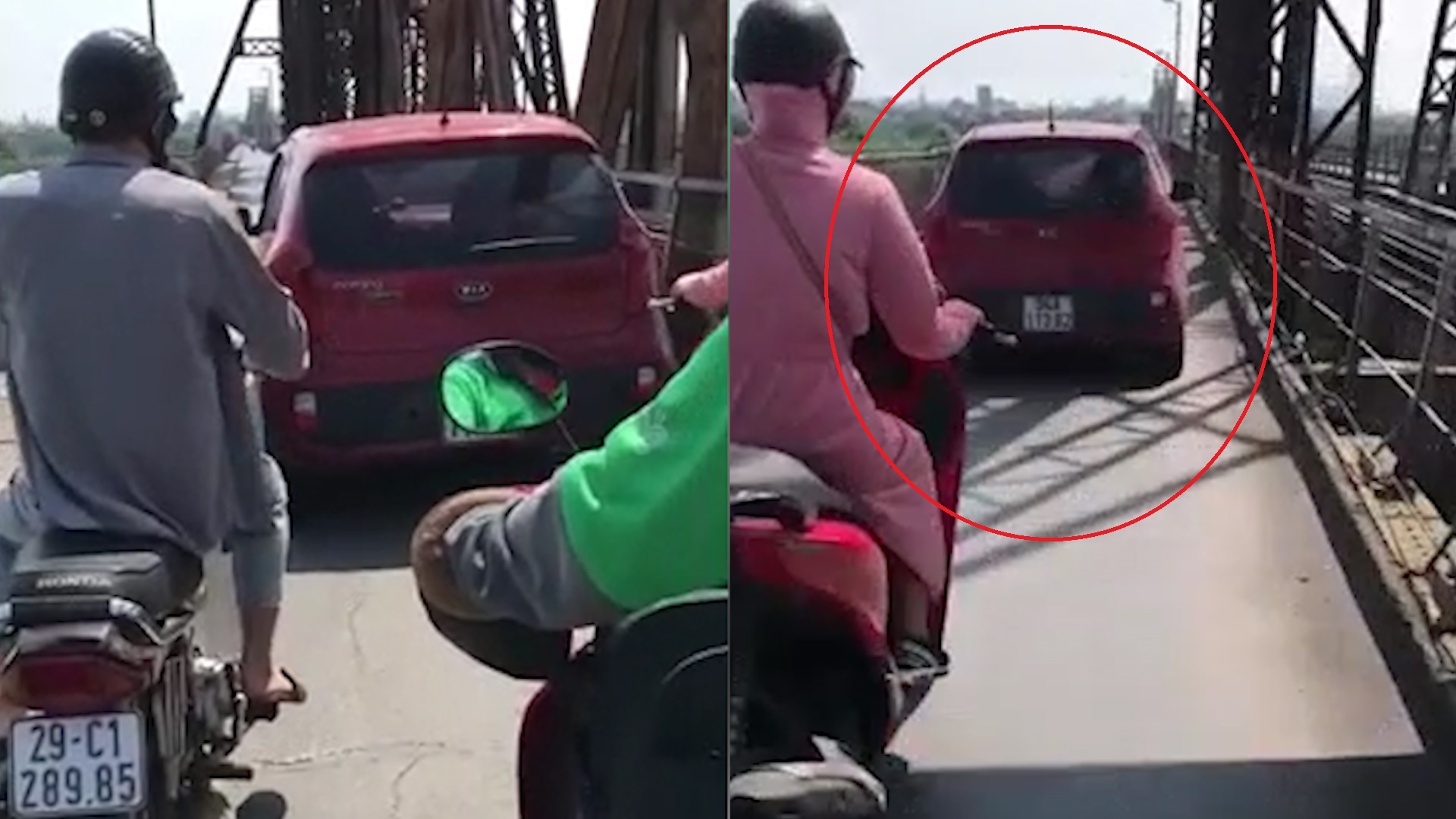 Oto di tren cau Long Bien bat chap bien cam hinh anh