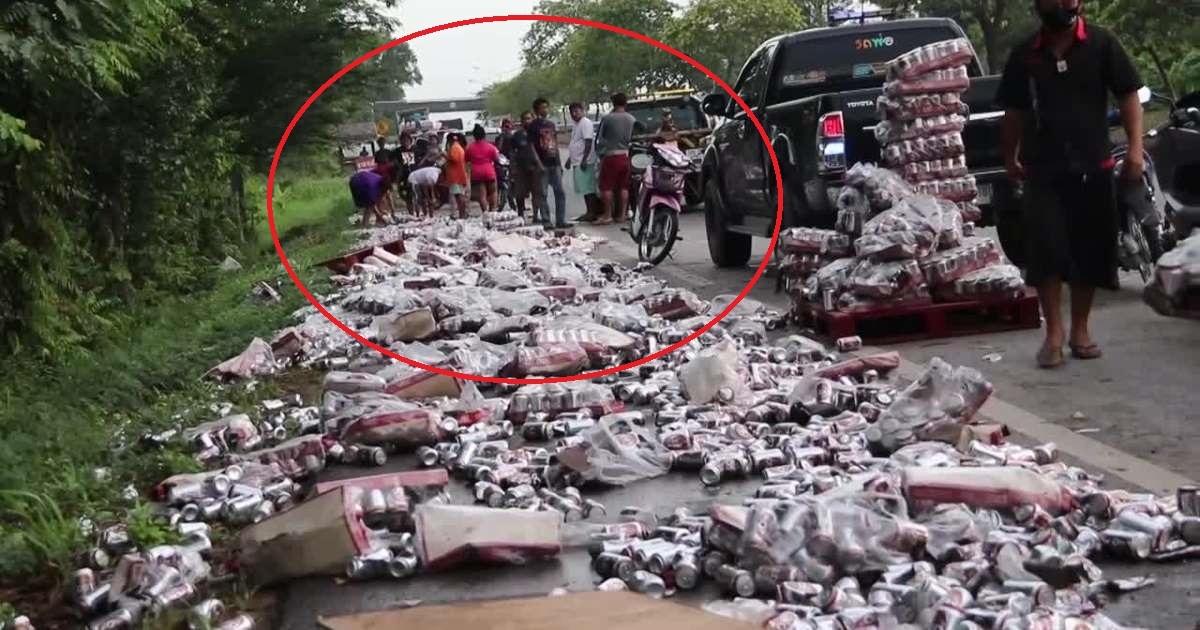 Container lam roi hang tram lon bia o Thai Lan, dan chay den 'hoi cua' hinh anh