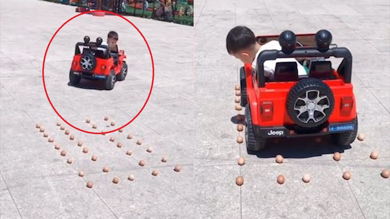 Be trai 4 tuoi tro tai lui do oto hinh anh