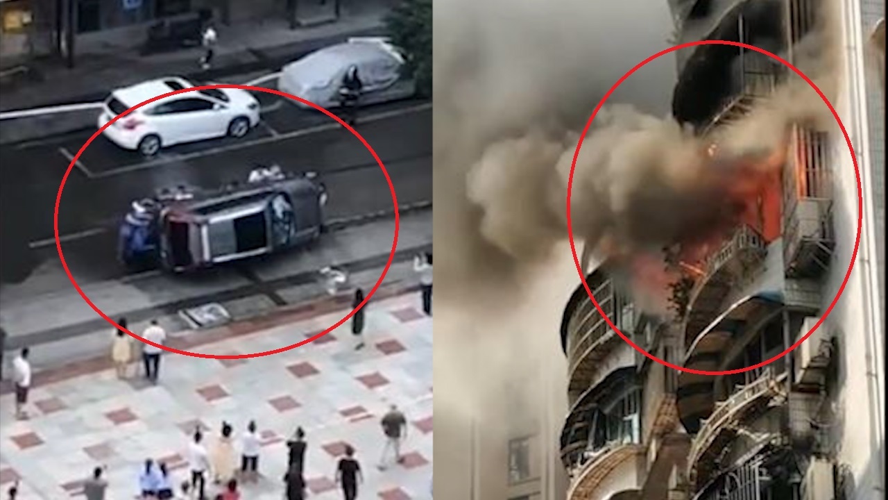 Nguoi dan lat nghieng oto do chan duong, nhuong cho xe cuu hoa di hinh anh