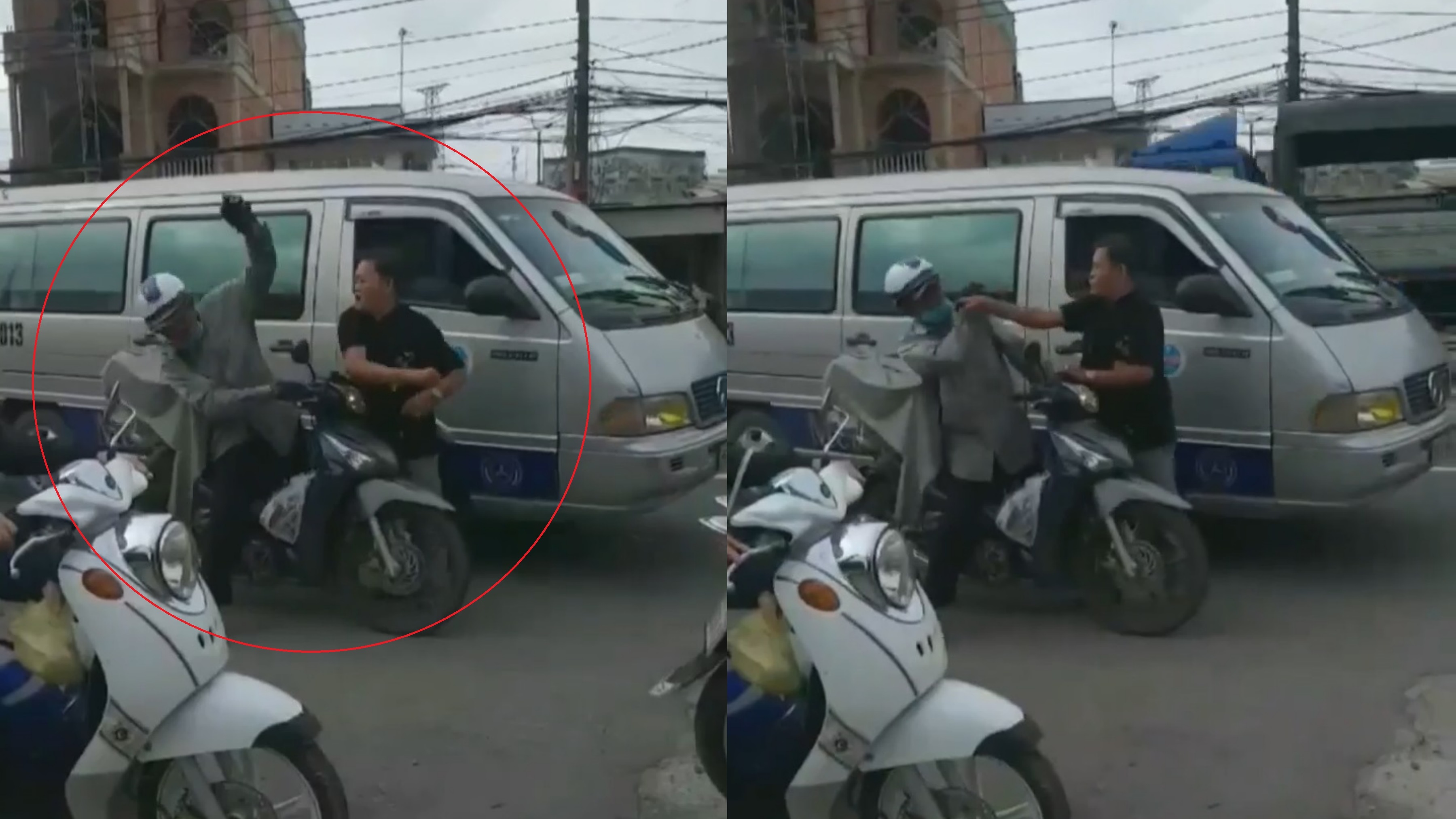 Tai xe oto danh nguoi di xe may sau va cham hinh anh