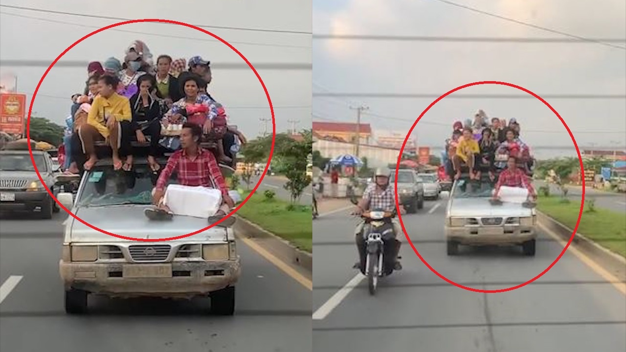 Gia dinh 18 nguoi ngoi tren noc oto di hong mat hinh anh