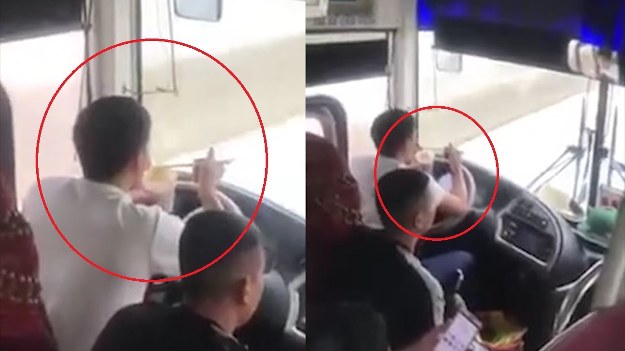 Tai xe lieu linh an mi khi dang lai xe khach giuong nam hinh anh