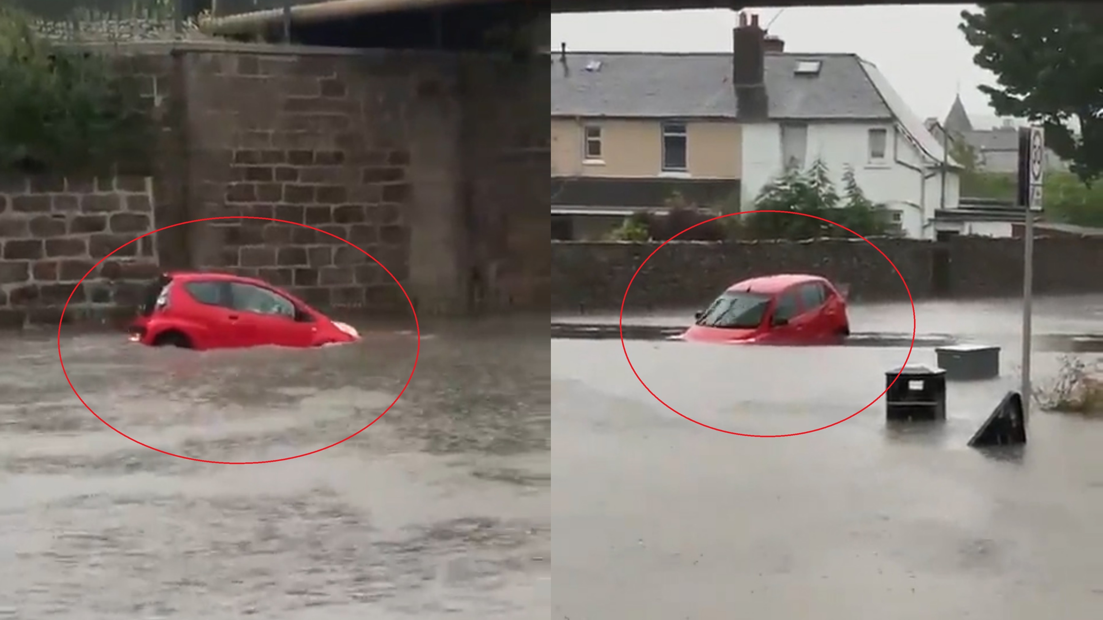 Oto noi lenh benh tren mat nuoc vi co chay qua doan duong ngap hinh anh