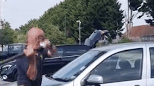 Nguoi di duong dap kinh oto giai cuu chu cho bi nhot ben trong hinh anh