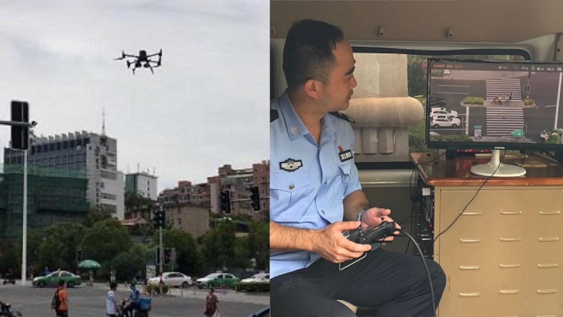 Canh sat giao thong dung drone xu phat vi pham tai Trung Quoc hinh anh