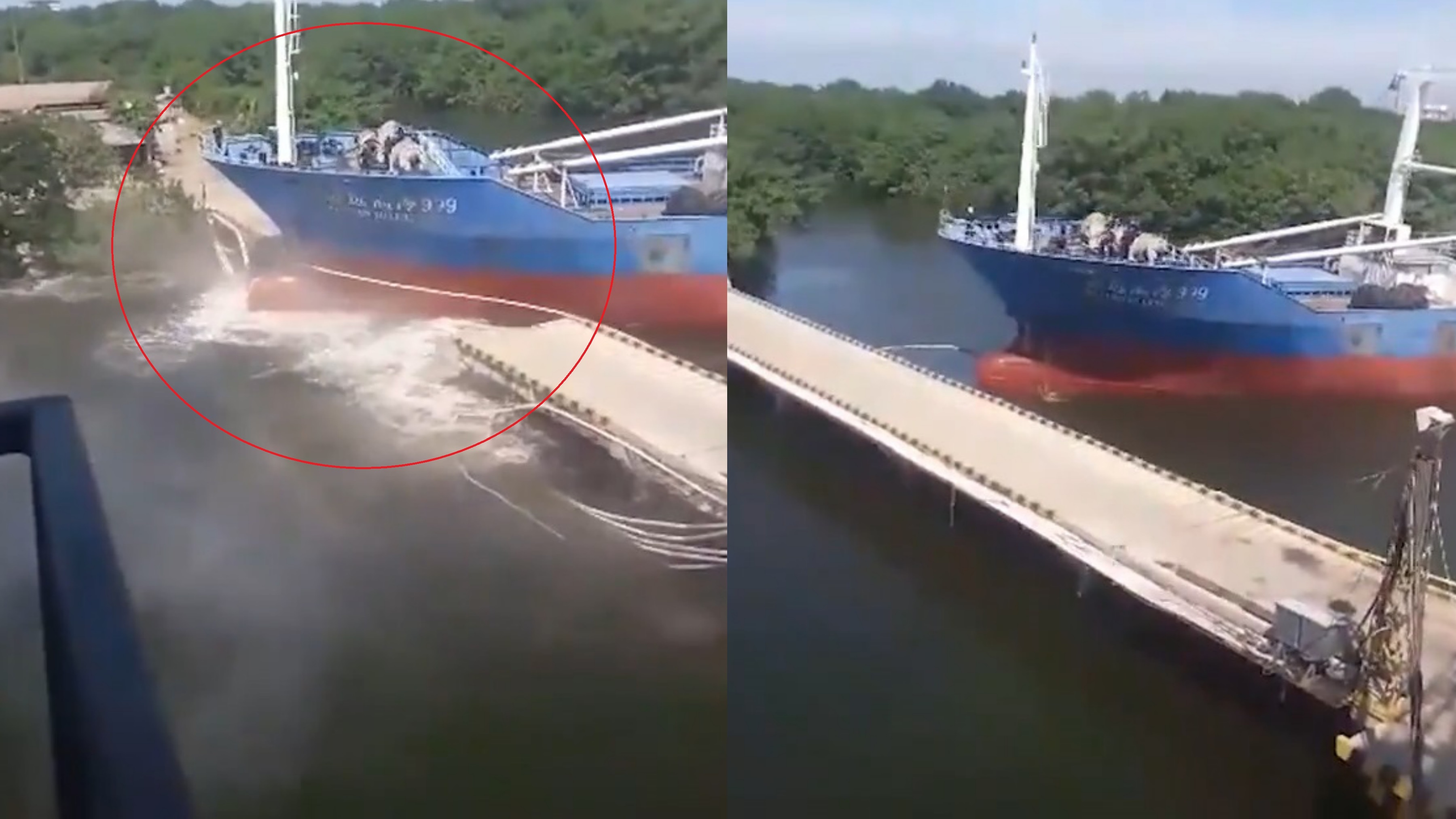 Canh tau thuy Trung Quoc dam gay doi cay cau o Ecuador hinh anh