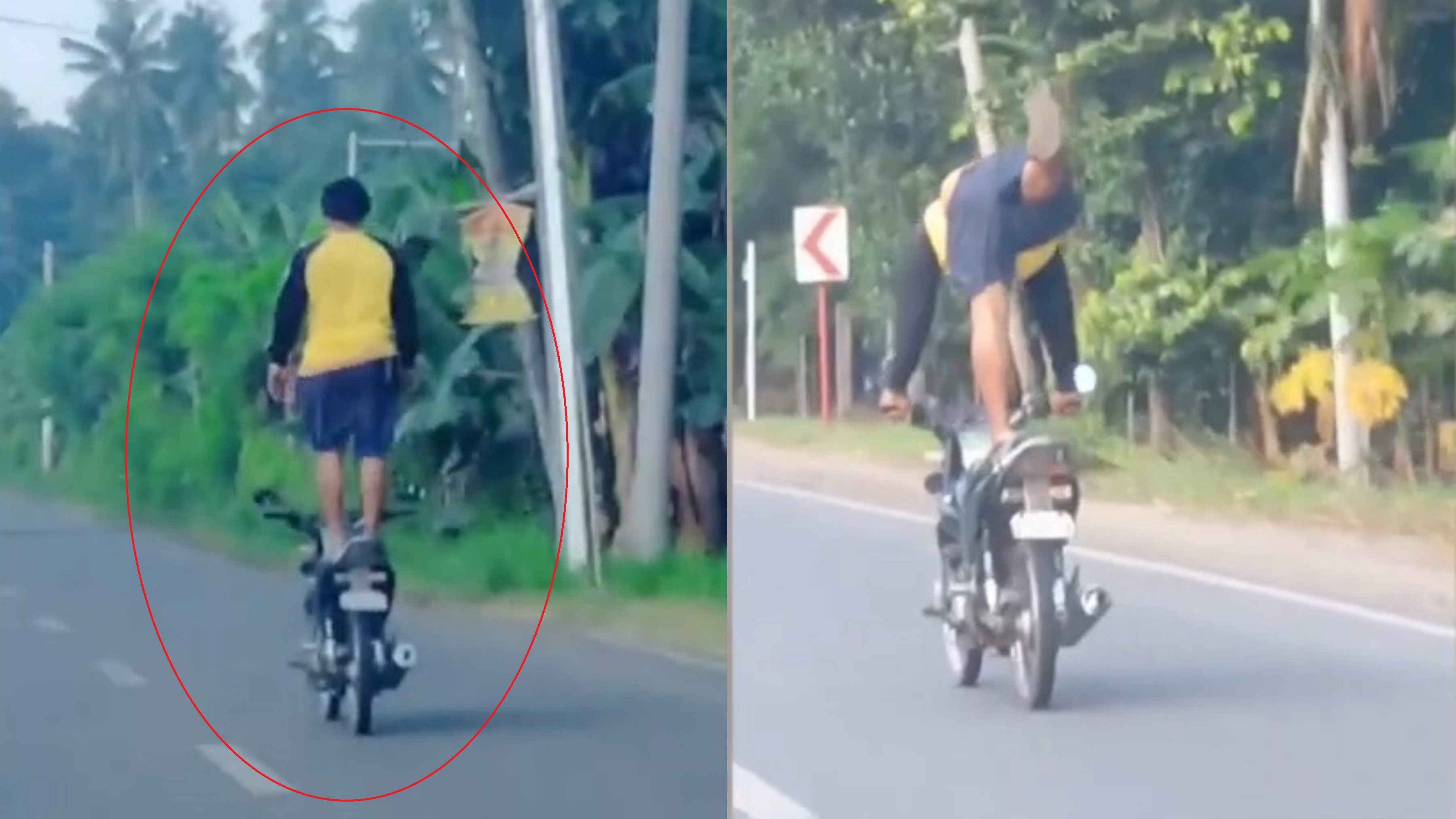 Nam thanh nien dung tren yen khi dieu khien xe may hinh anh