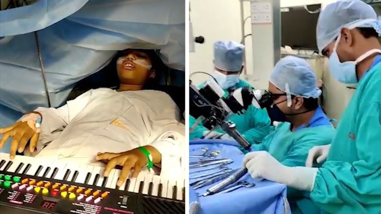 Be gai An Do 9 tuoi choi dan trong luc phau thuat nao hinh anh