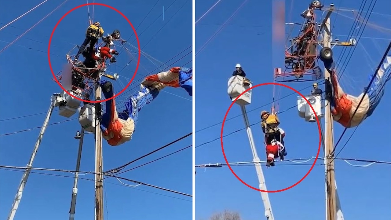 Giai cuu ong gia Noel bi vuong vao day dien hinh anh