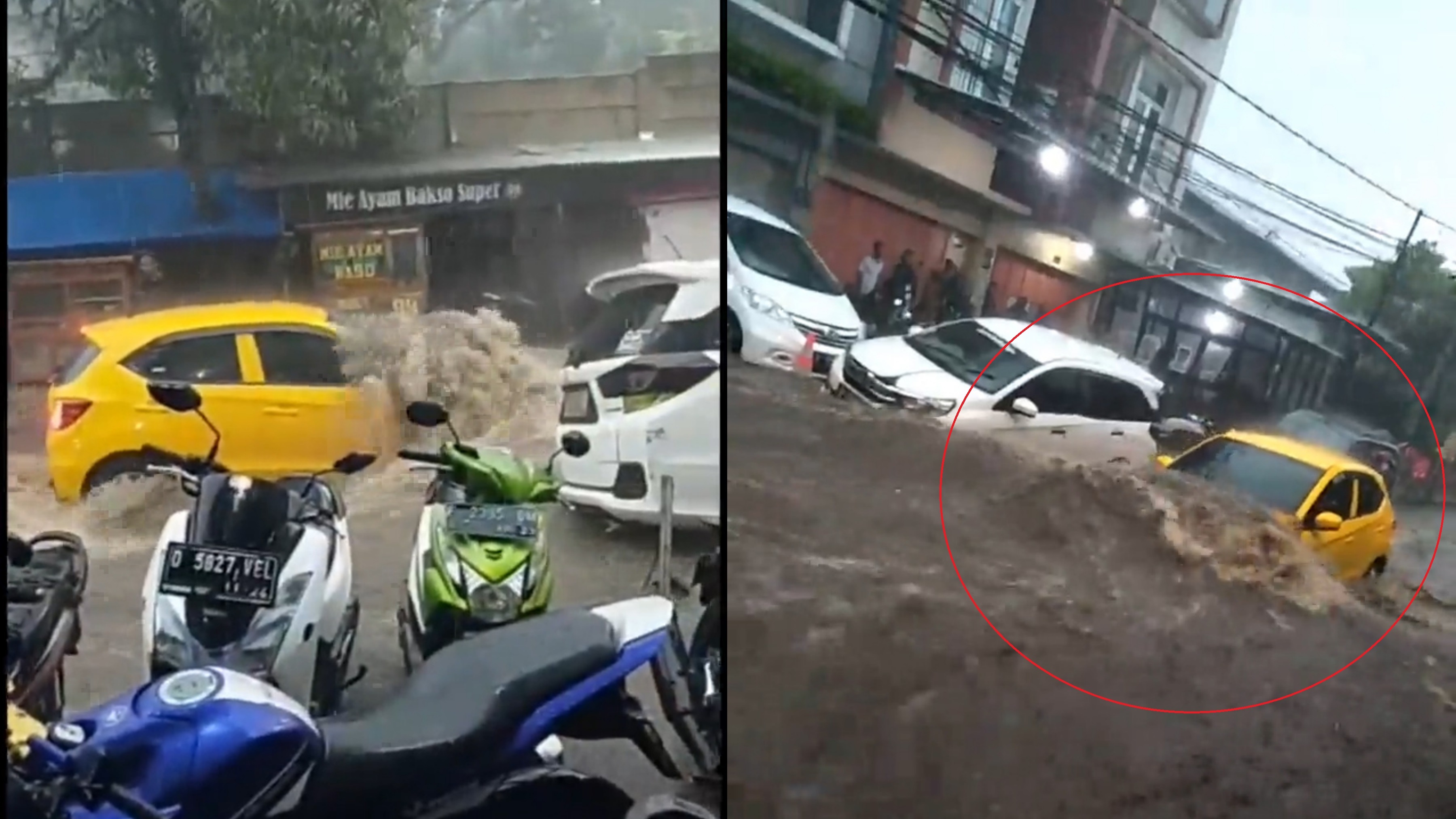 Oto bi lu cuon troi tren duong pho Indonesia hinh anh