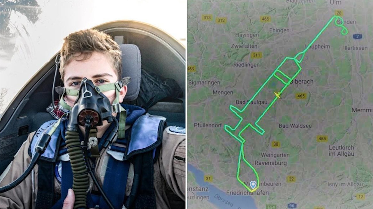 Phi cong lai may bay ve hinh ong tiem tren bau troi Duc hinh anh