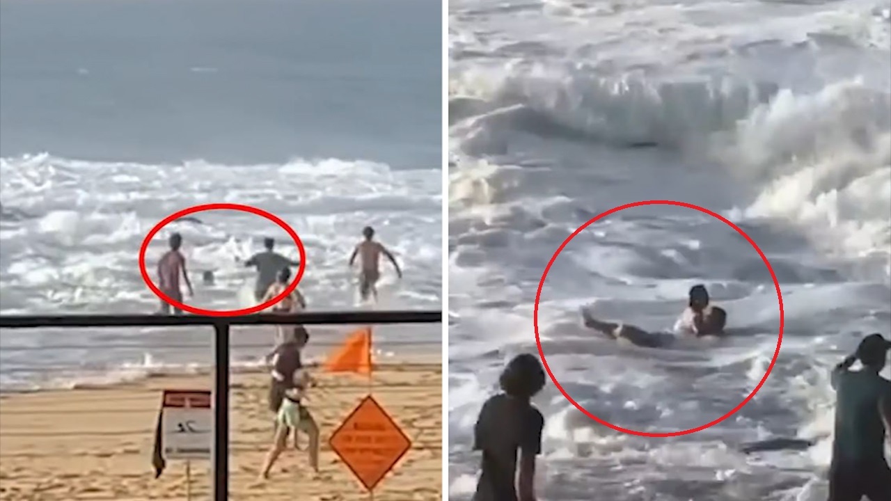 Giai cuu nguoi phu nu bi duoi nuoc o bo bien Hawaii hinh anh