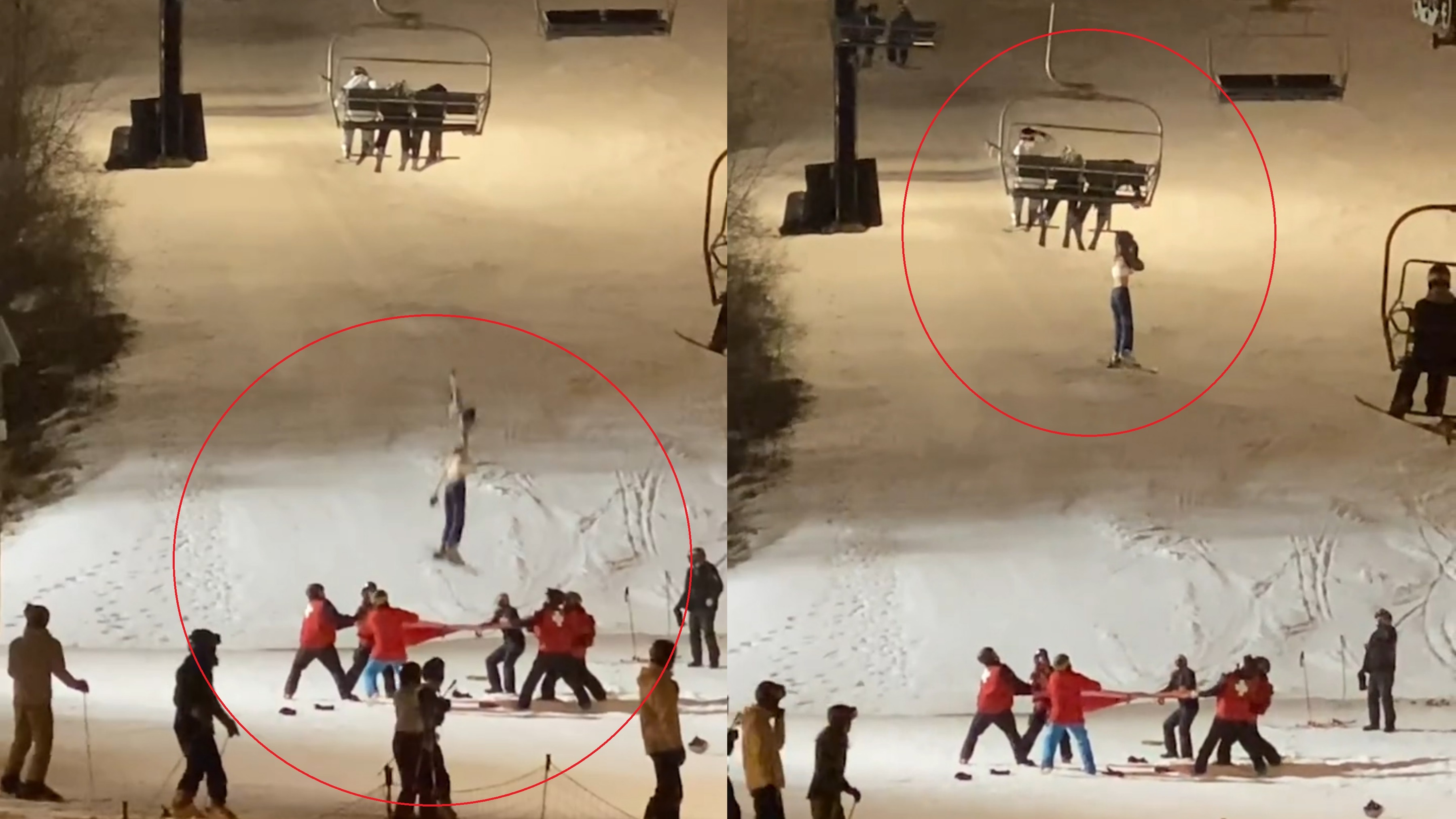 Nhom nguoi cang tam bat cuu co gai roi khoi cap treo hinh anh