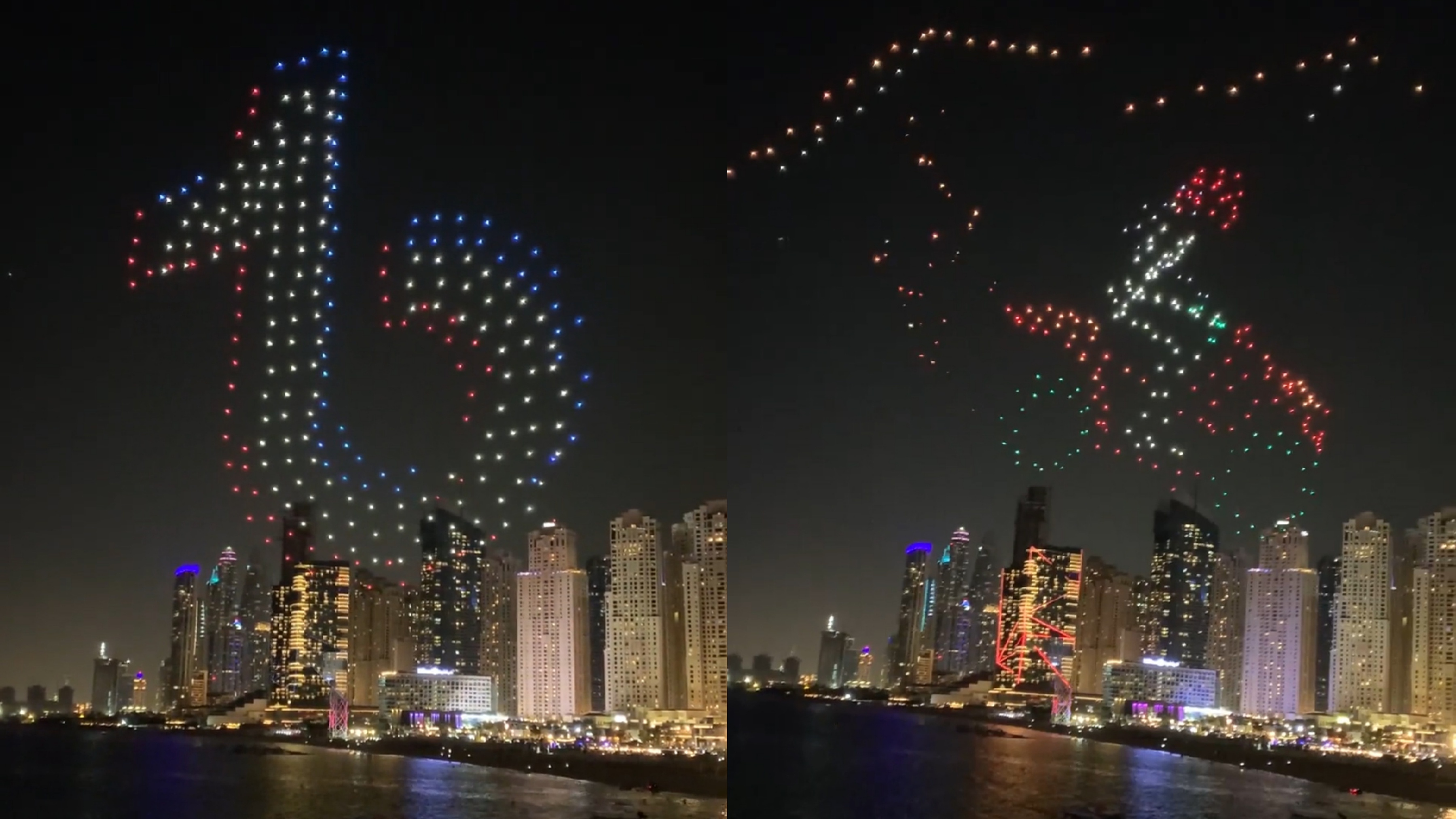 300 drone xep hinh tren bau troi o Dubai hinh anh