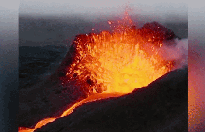 Drone bi nong chay khi quay can canh nui lua phun trao hinh anh