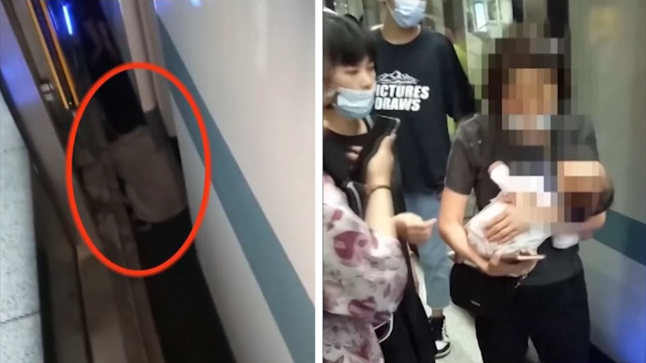 Nam hanh khach lieu minh cuu em be roi vao khe hep gam tau hinh anh