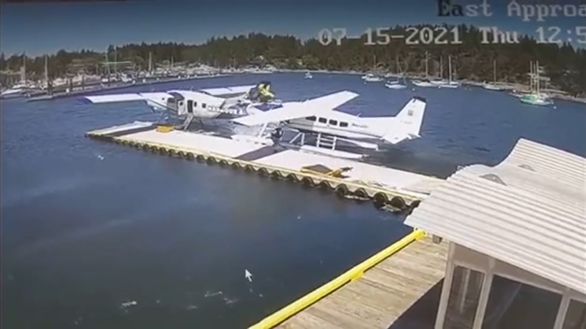 Hai thuy phi co va vao nhau tai ben thuyen hinh anh