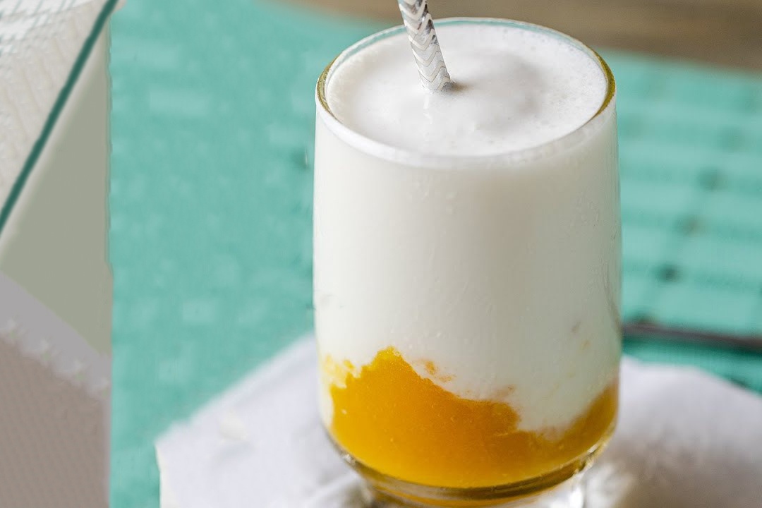 5 phut lam sua chua xoai mat lanh giai nhiet hinh anh