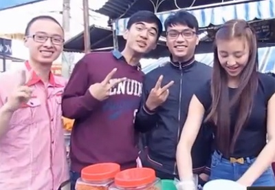 Hot girl banh trang tron xuat hien trong clip hai hinh anh