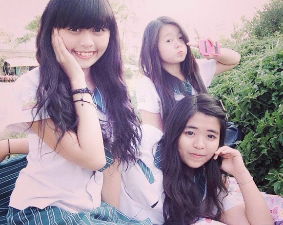 Những cô gái xinh đẹp của trường Thăng Long (Ảnh: Fanpage Trai đẹp gái xinh Trường THPT DL Thăng Long).