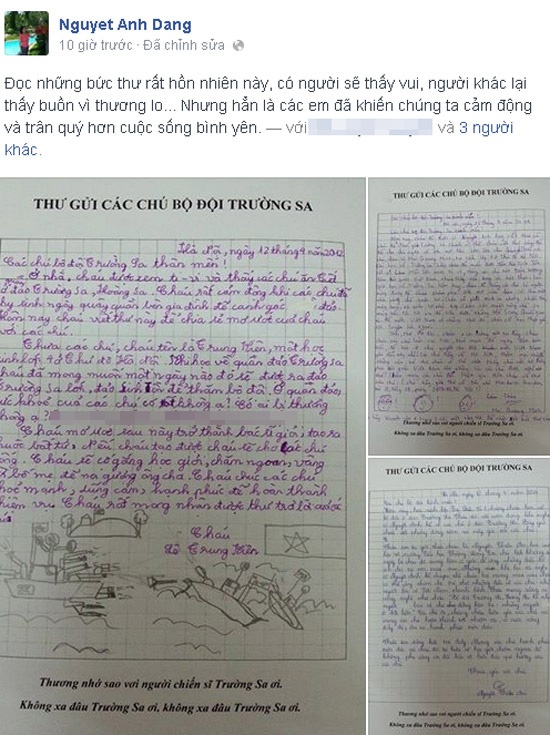Nhung buc thu gui chu bo doi Truong Sa cua hoc sinh lop 4 hinh anh