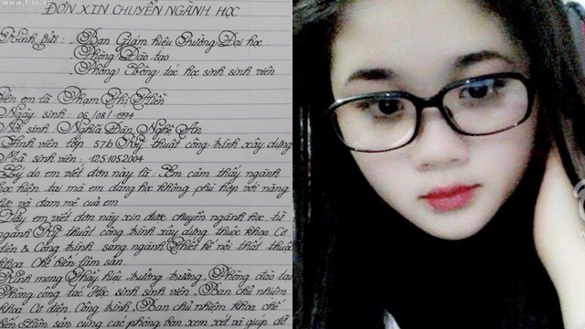 Nu sinh 9X va don xin chuyen nganh dep nhu in hinh anh