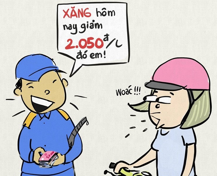 Tranh vui gia xang giam ky luc hut dan mang hinh anh