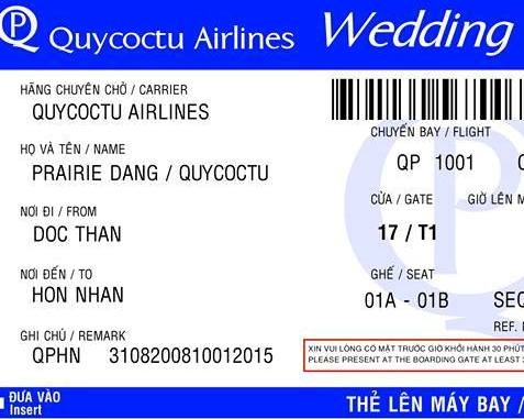 Thiep cuoi 'Xin mot ve may bay den hon nhan' hinh anh