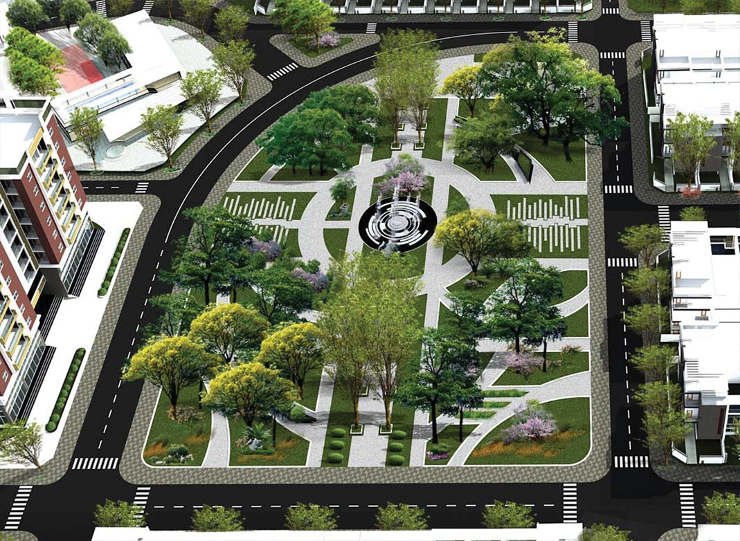 Hơn 7000 m2 khuôn viên bóng rợp cây xanh hài hòa giữa các tiện ích và tiện nghi hiện đại đẳng cấp